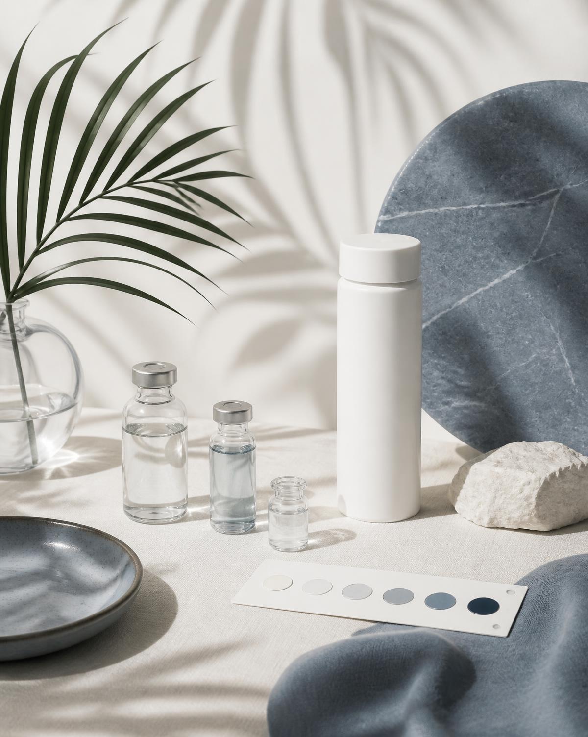 Functional testing vials and clinical supplements on linen